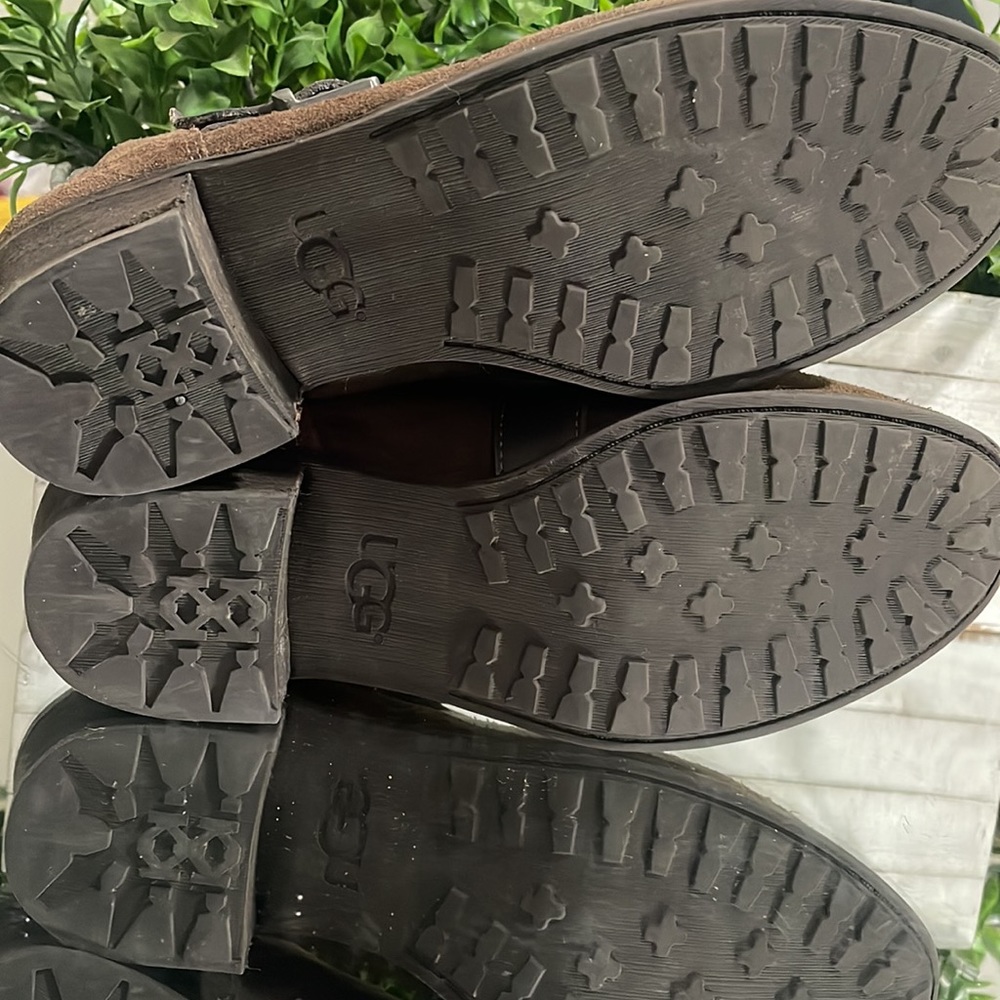 Ugg Wright Belted Shearling Lined Boot Brown Sued… - image 8